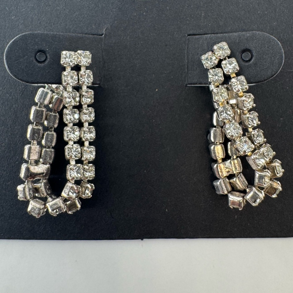 Silver Crystal loop back Earrings